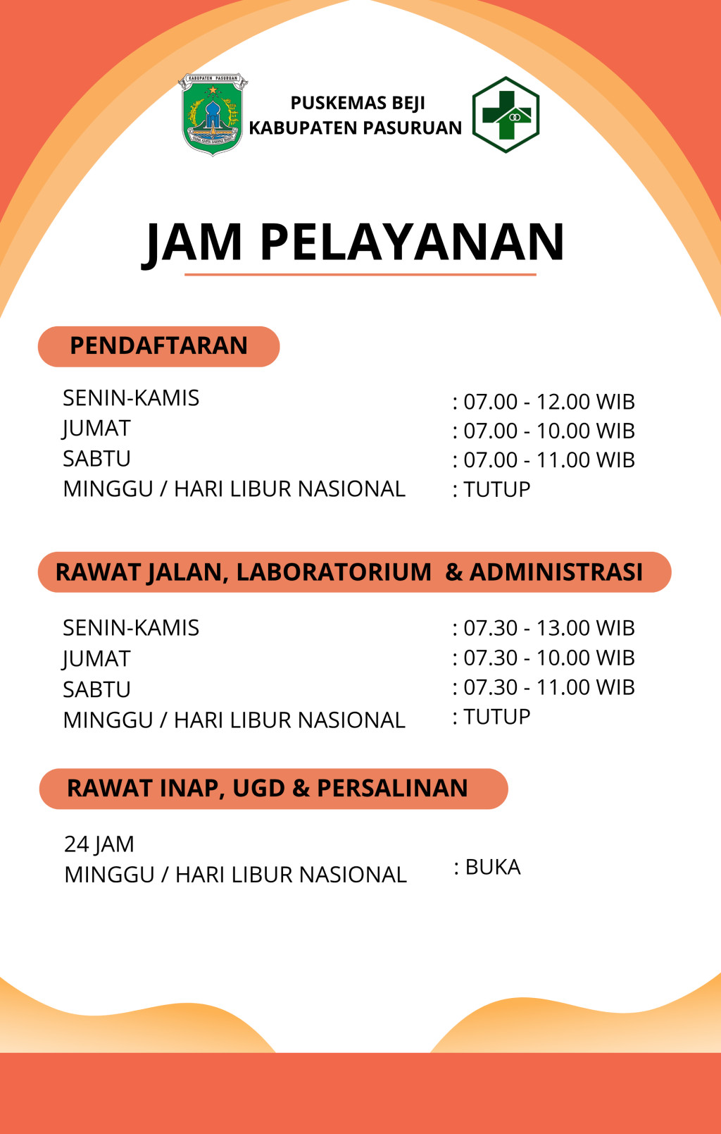 JAM LAYANAN PUSKESMAS BEJI