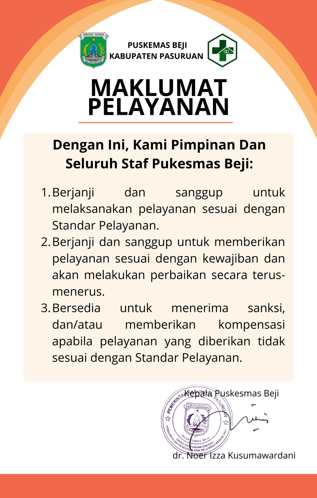 MAKLUMAT PELAYANAN PUSKESMAS BEJI